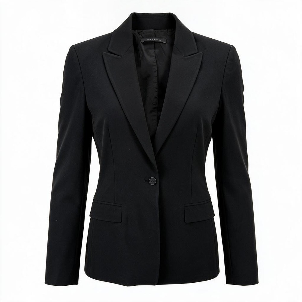 Elie Tahari Womens Black Blazer Sz 8/10 Tailored One Button Career Jacket #3003